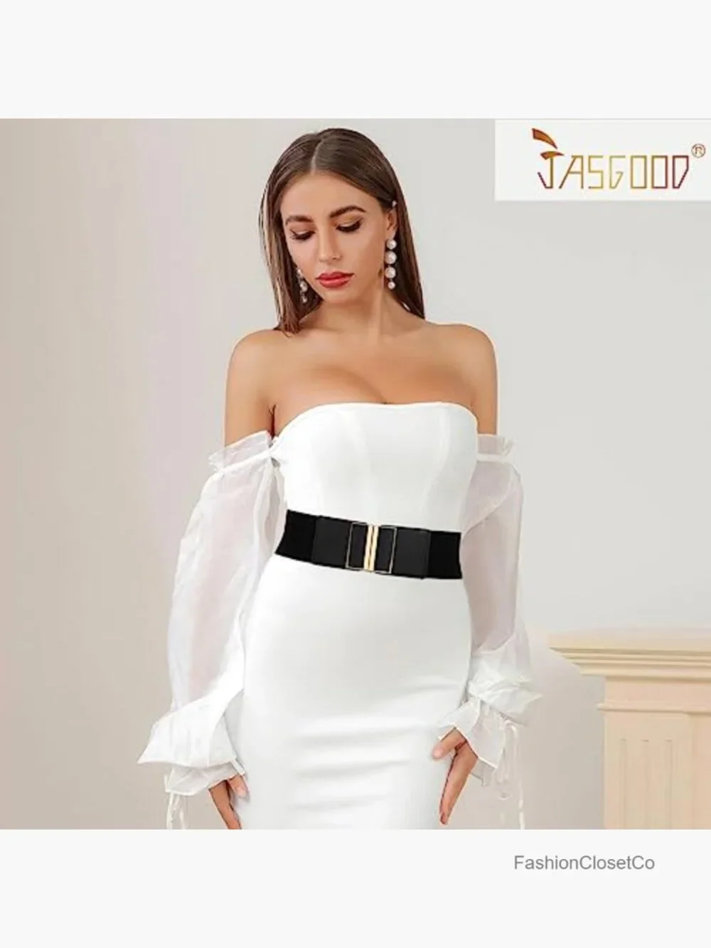 4 Pack Wide Elastic Stretch Waist Belts Interlocking Buckle